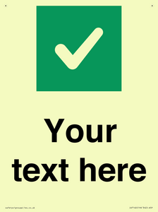 Custom plain background, green square with tick sign